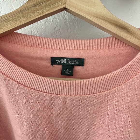 Women's Bubble Hem Sweatshirt Wild Fable Cropped Sweatshirt Size M Medium Coral - Picture 2 of 8